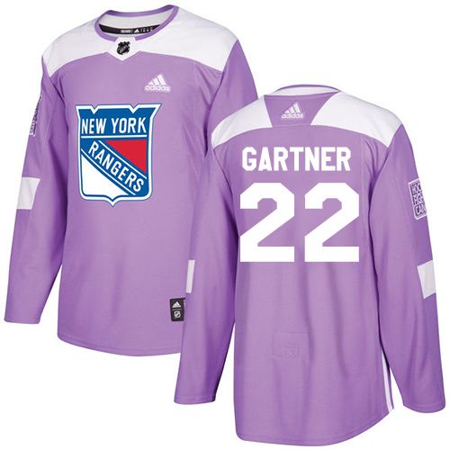 Adidas Rangers #22 Mike Gartner Purple Authentic Fights Cancer Stitched NHL Jersey - Click Image to Close